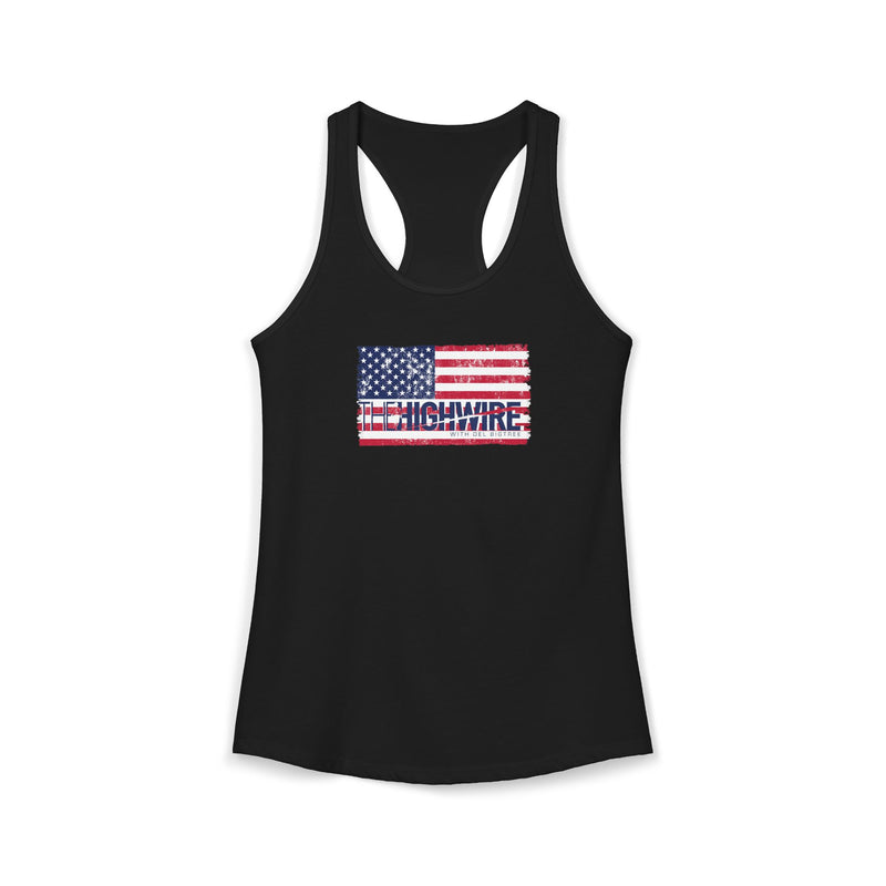The Highwire  Distressed American Flag Women's Racerback Tank