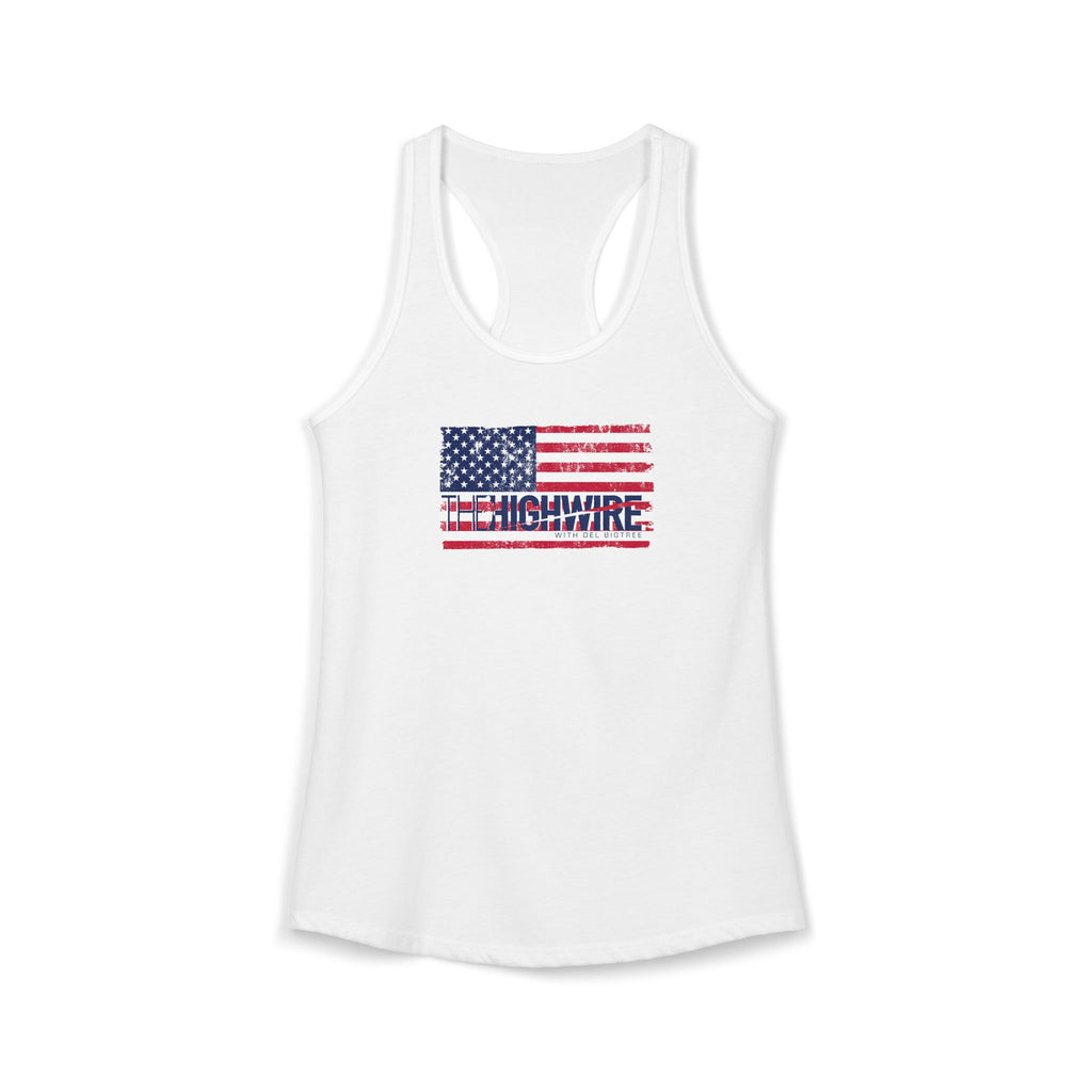 The Highwire  Distressed American Flag Women's Racerback Tank