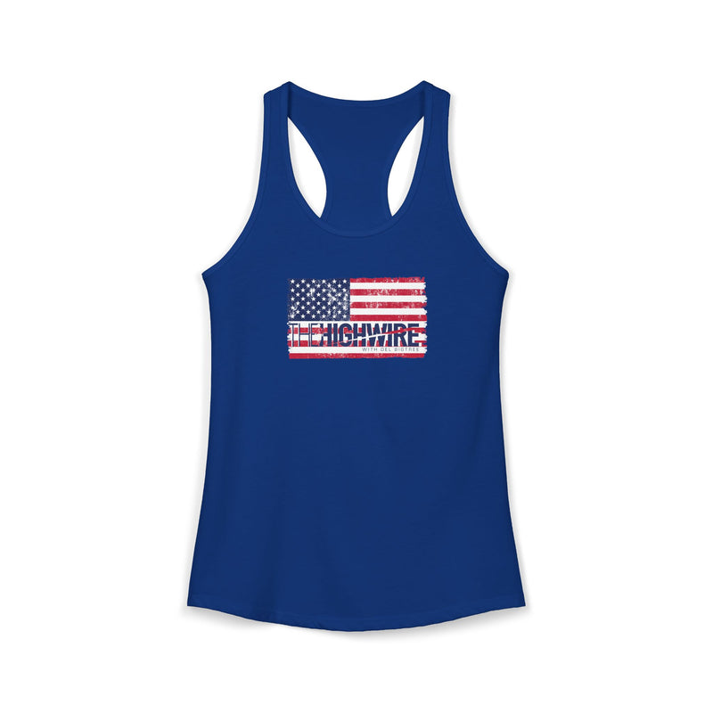 The Highwire  Distressed American Flag Women's Racerback Tank