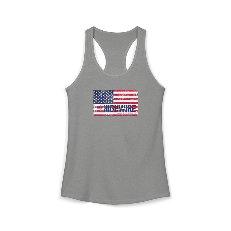The Highwire  Distressed American Flag Women's Racerback Tank