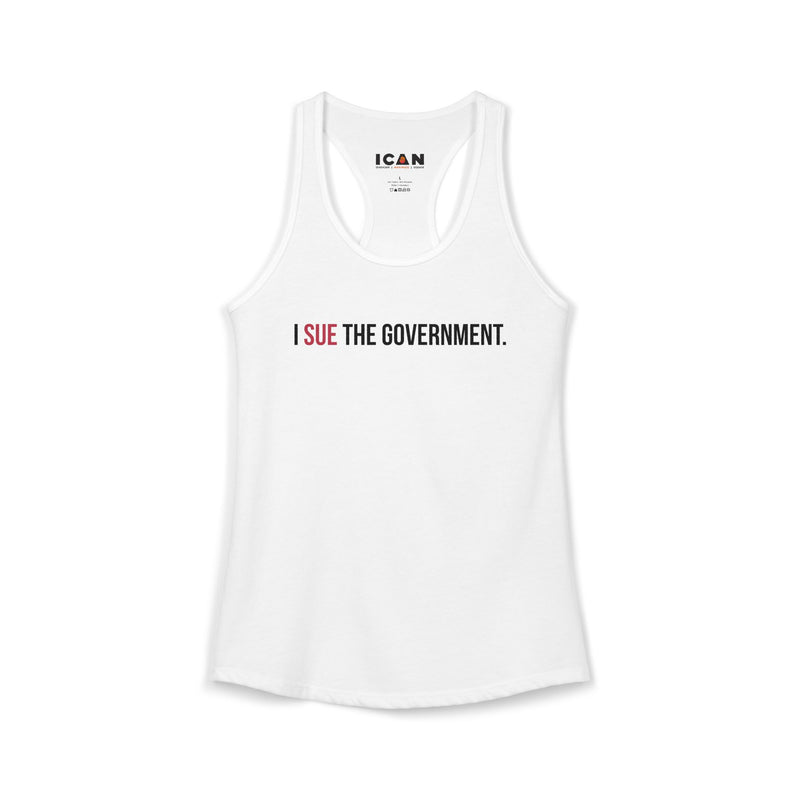 I Sue the Government Women's Racerback Tank