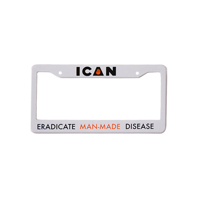 ICAN Eradicate Man-Made Disease License Plate Frame