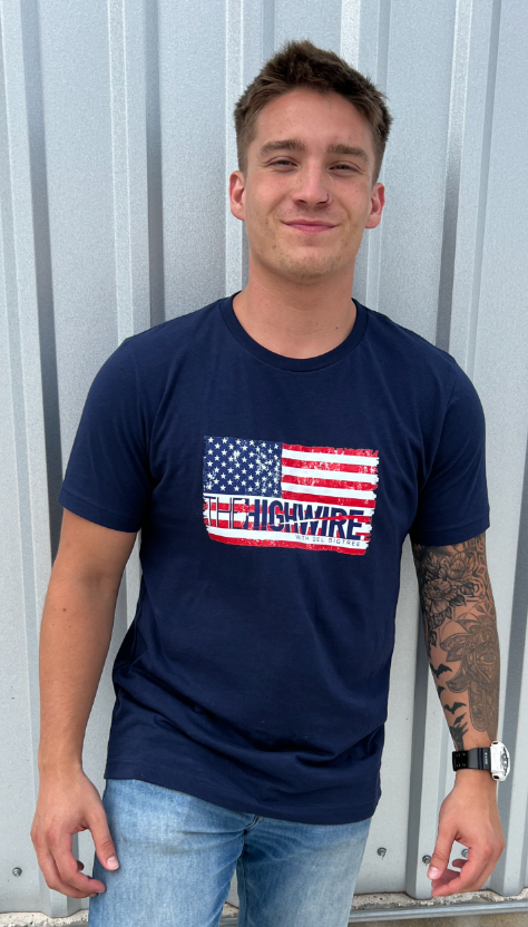 T-shirt in Navy HighWire American Flag